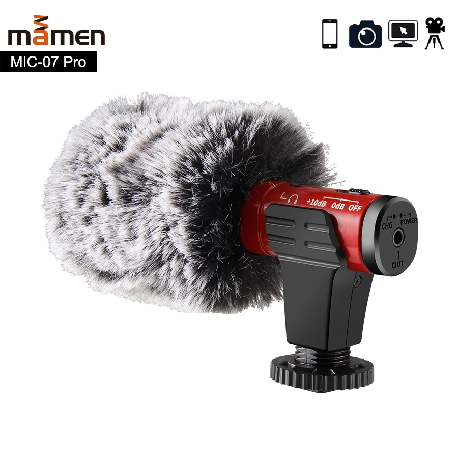 

Микрофон для видеозаписи MAMEN, карманный видеомикрофон для DSLR камеры, смартфона Osmo, Youtube, iPhone, Android, DSLR, карданный