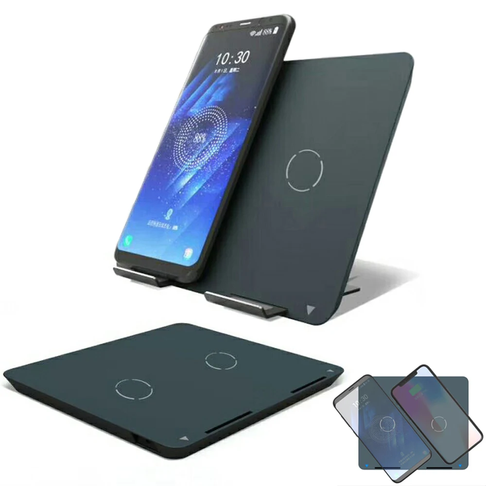 Двойной 10 Вт Быстрое беспроводное зарядное устройство для iPhone X XR 8 Plus XS 11 Pro samsung S10 S9+ S8 Note 9 8 мобильных телефонов Qi зарядная подставка