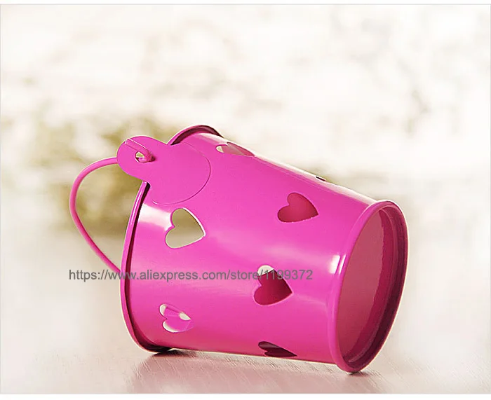100pcs Heart Hollow Metal Wedding Party Shower Gift Mini Small Assorted Colored Tin Pails Buckets Bucket Candy Chocolate Box | Дом и сад