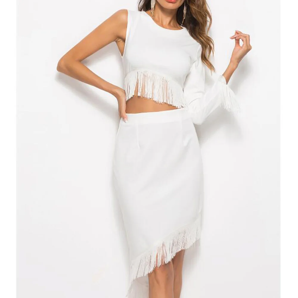 Spring Summer Red Tassel Dress Women Elegant One Shoulder Fringe Flapper Sexy Night Club Bodycon Party Dresses Vestidos | Женская одежда