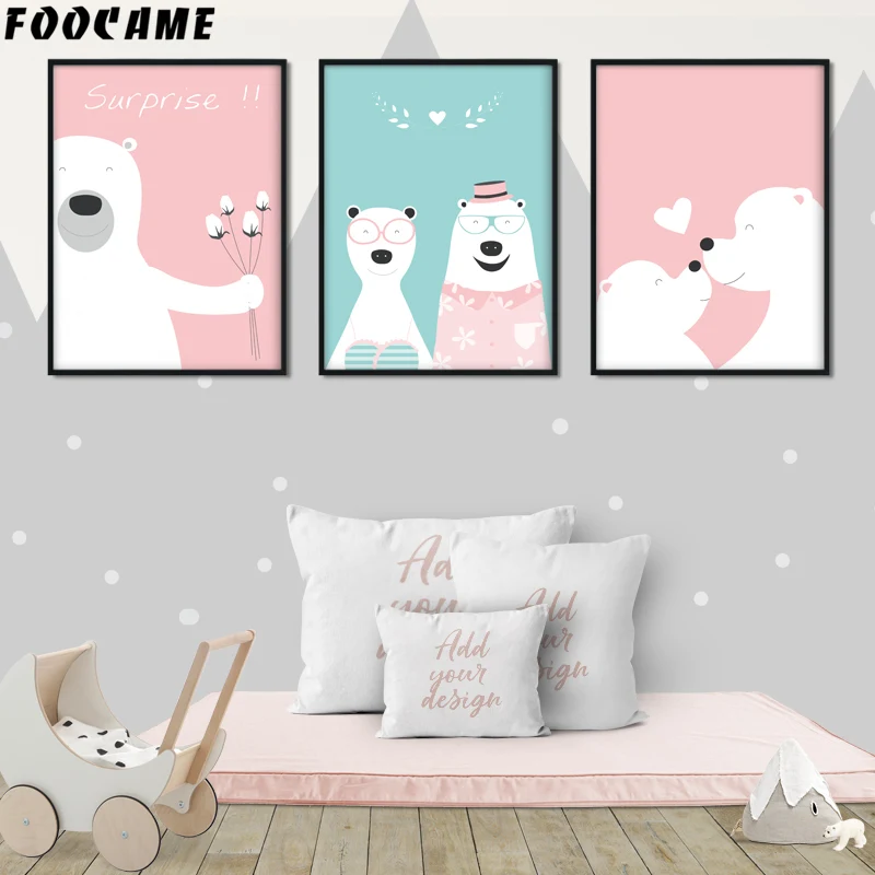 Фон с изображением полярного медведя плакаты любовью и принтами художественная