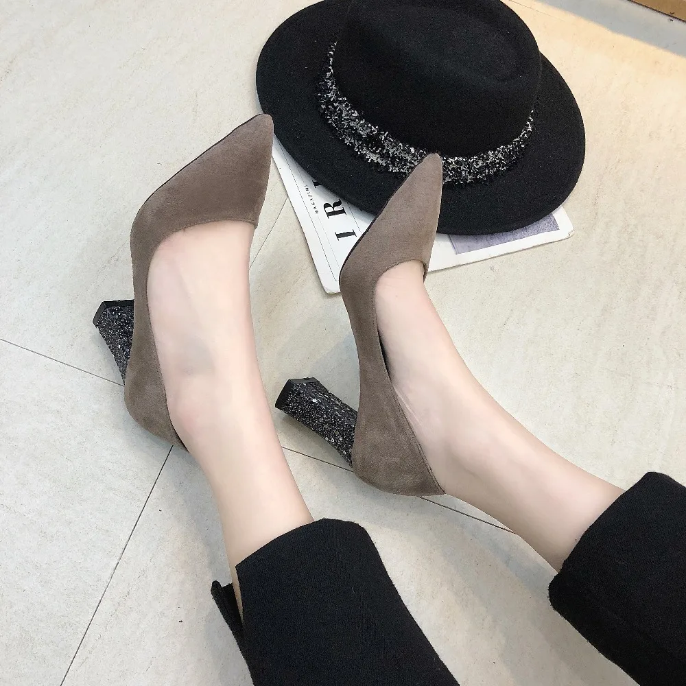 Women Pumps High Heels Shoes women casual Pointed Toe ladies Shallow Party Wedding Pumps women shoes Mujer plus size 35-40#238