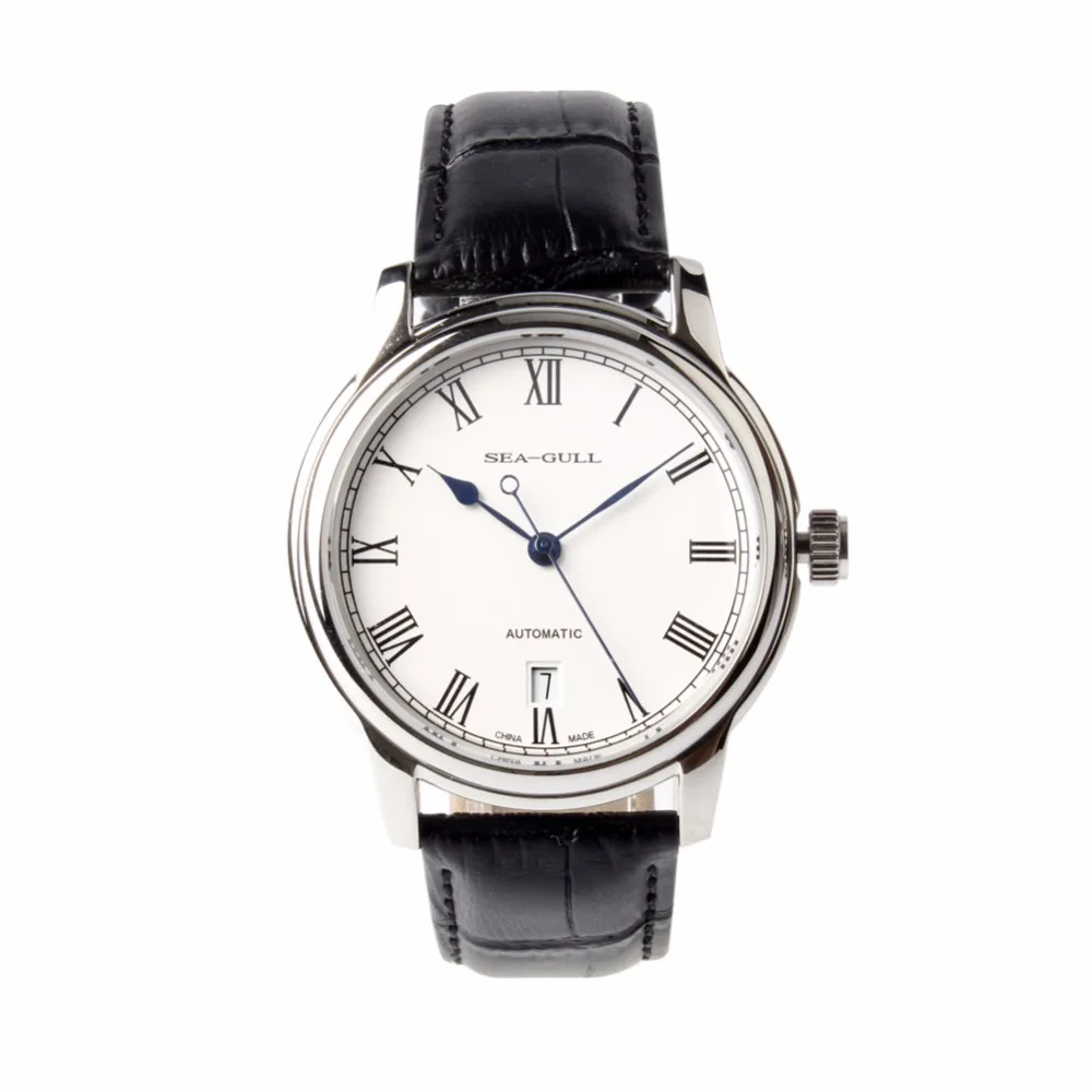 Часы с кожаным ремешком Seagull часы римскими цифрами автоматический часовой пояс