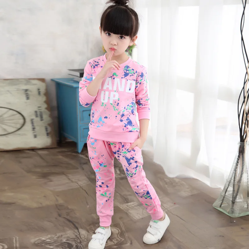 Pink Одежда для маленьких девочек комплект из 2 предметов, Топы+ штаны, Детские комплекты для мальчиков и девочек, спортивный костюм комплект одежды для детей, одежда для девочек - Цвет: Pink