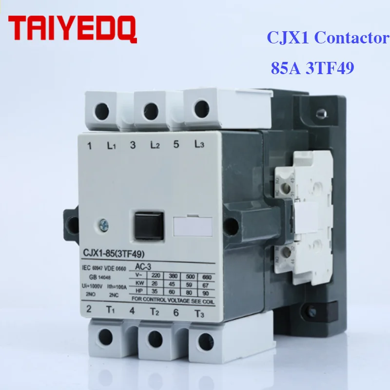 CJX1 85A AC 85/22 3TF49 Электрический магнитный контактор 3 Полюсные замыкатели 24 В 220 380 2NO