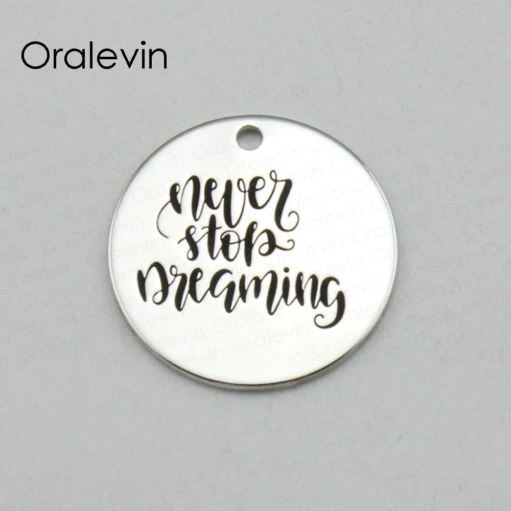 Вдохновляющие подвески с ручной гравировкой NEVER STOP DREAMIN 10 шт./лот # LN1930B|Браслеты| |