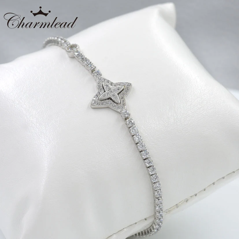 Новинка 2017 года одноцветное стерлингового серебра 925 Игристые Strand браслет