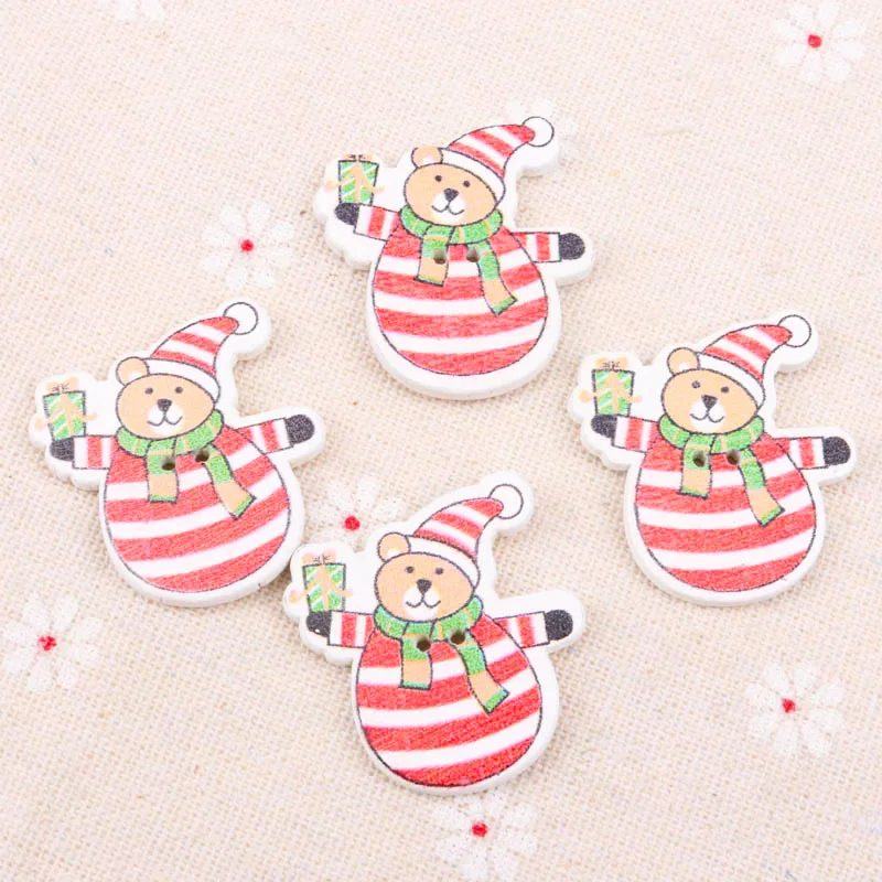 Цветные деревянные пуговицы с рождественским медведем, 2 отверстия, ручная работа, украшение «сделай сам», 31x31 мм, 20 шт. Цветные деревянные пуговицы с рождественским медведем, 2 отверстия, ручная работа, украшение «сделай сам», 31x31 мм, 20 шт.