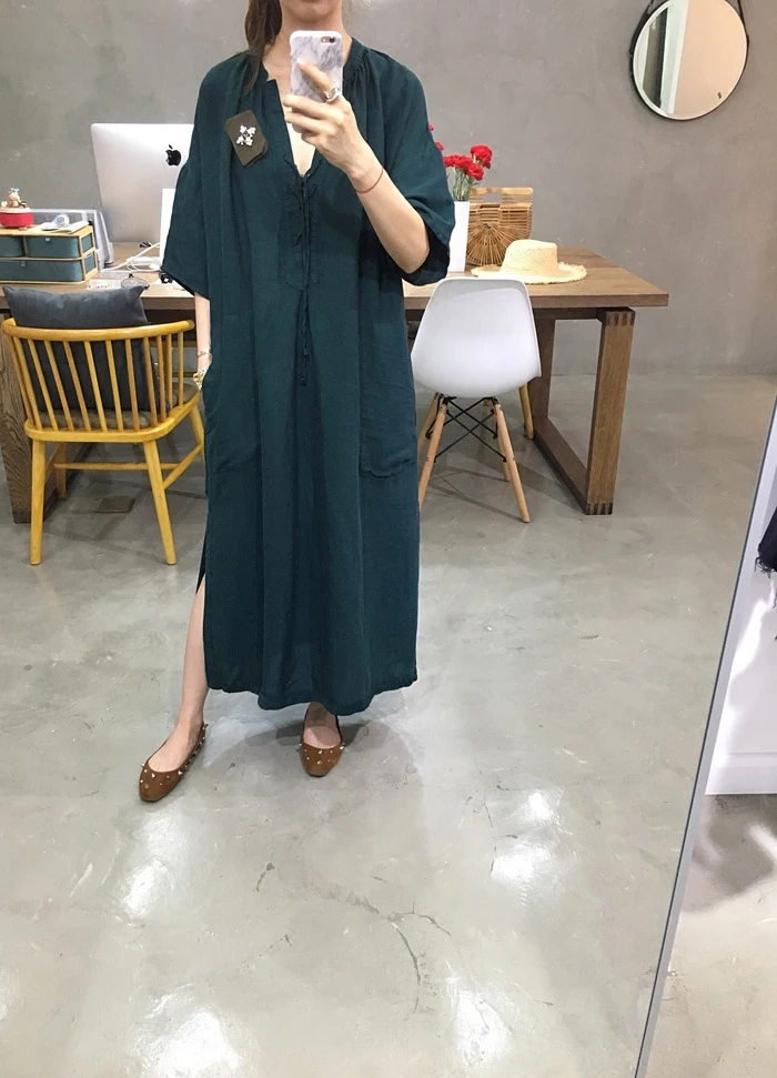 В Осень новинка 2017 свободные хлопчатобумажное платье удлиненные женские|women