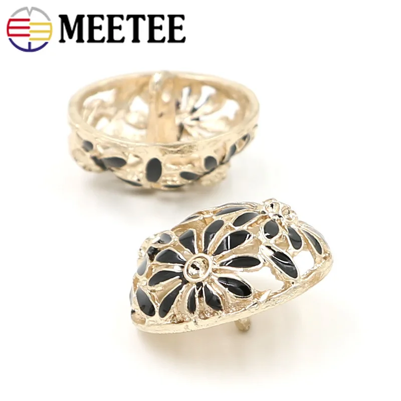 Meetee 10 шт 20/25 мм полый цветок металлические пуговицы куртка diy костюм модная