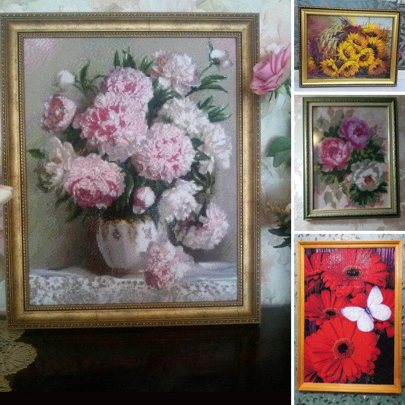 LIER DIY 5D Розовый Сиреневый цветок квадратная Алмазная картина вышивка крестиком