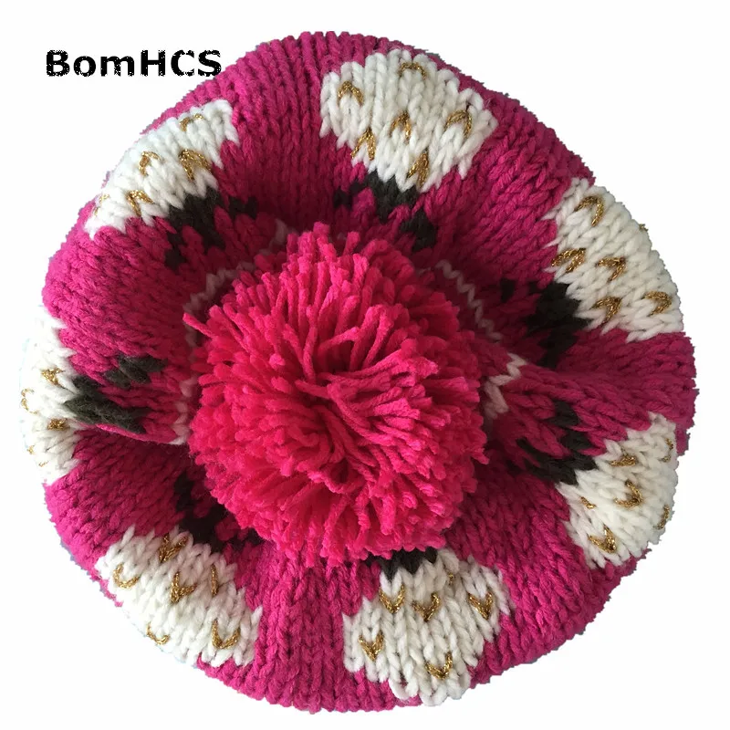 BomHCS 100% ручная работа милая Клубника жаккардовая плетеная женская шляпа|knitted woman