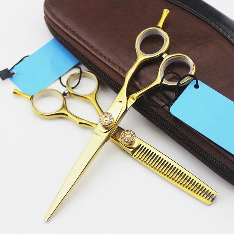 

Professional japan 440c 6cr 5.5 & 6 inch hair scissors set cutting barber makas hair salon thinning shears hairdressing scissors