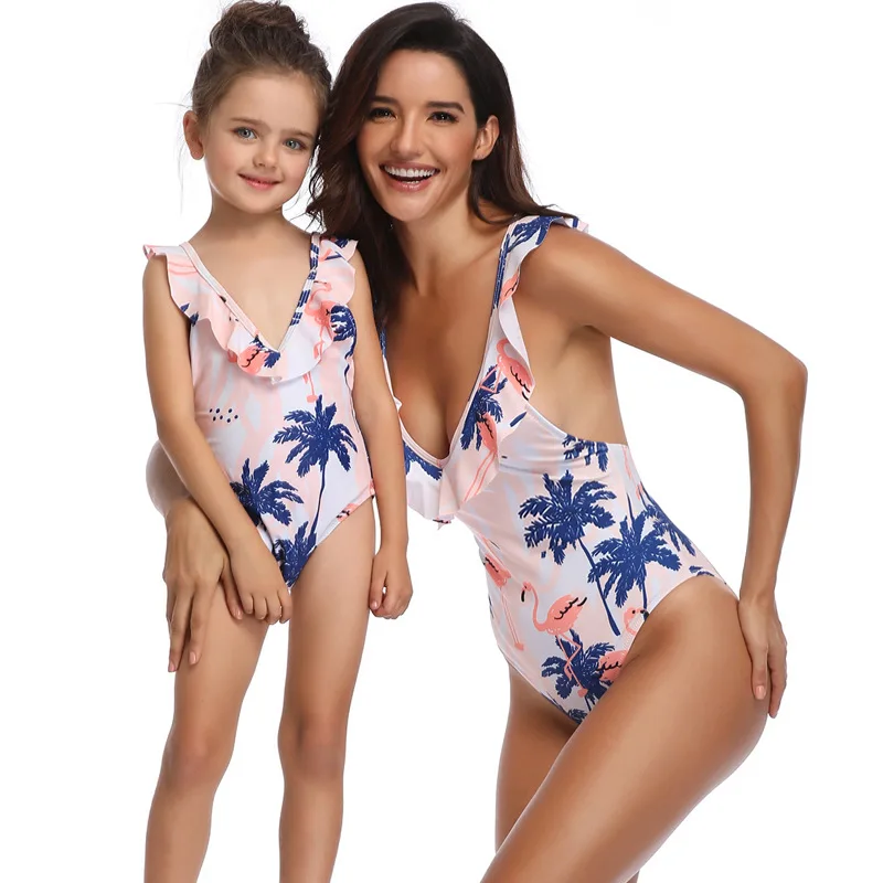 Женские слитные купальники одежда Mommy and Me пляжная бикини для девочек roupa mae e filha