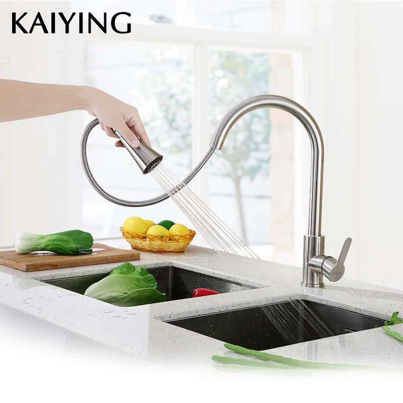 Кухонный кран из нержавеющей стали KAIYING выдвижной смеситель для раковины