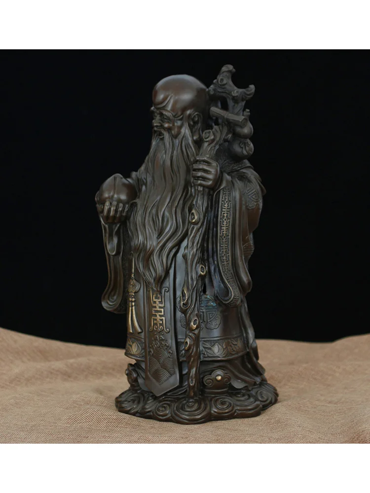 Chinese Feng shui Bronze Copper Lucky God of Longevity Buddha Peach Statue | Дом и сад