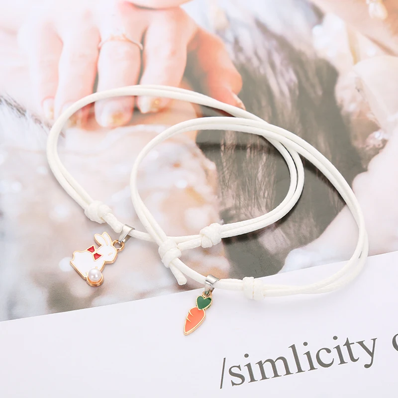 JIAKOU Rabbit Carrot Couple Bracelets For Lovers Rope Chain Hand Bracelet Women And Men Trendy Jewellry 2020 JKB058 | Украшения и