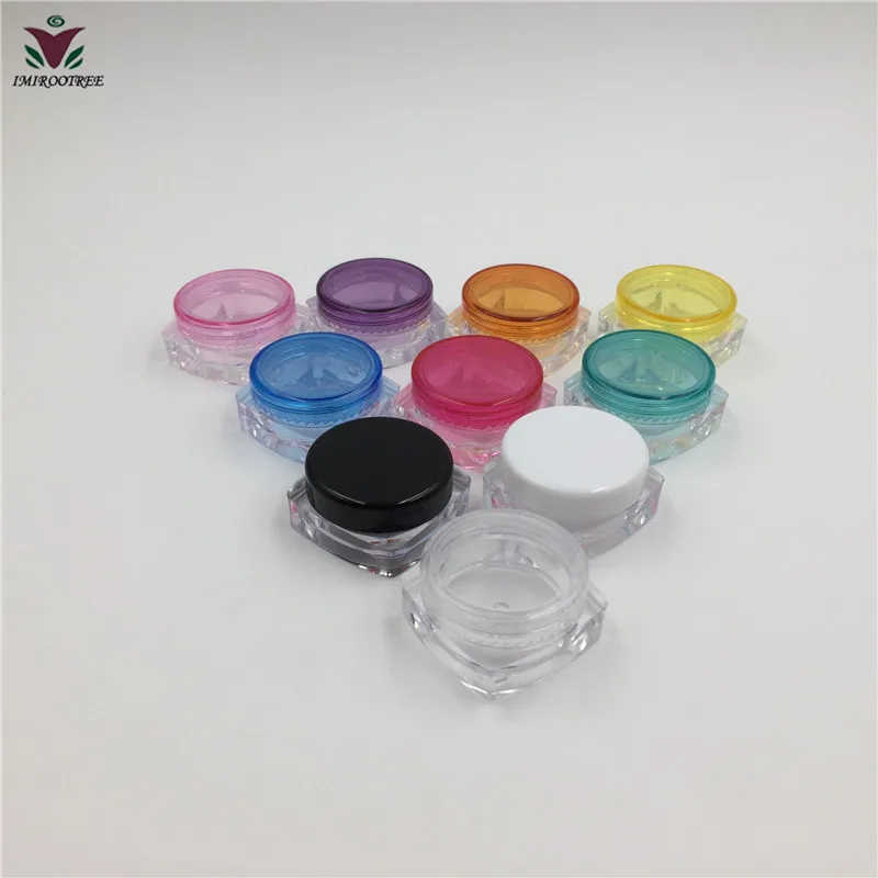

102pcs/lot 3g PS Square Cosmetic Sample Eye Cream Jar, Lip Cream Container
