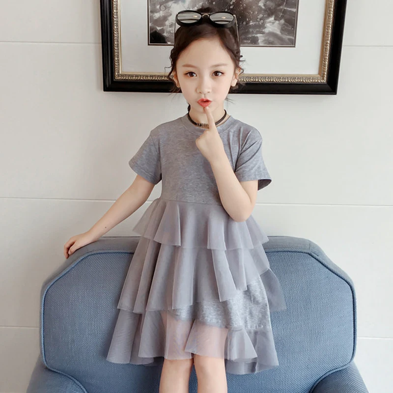 Girls Dresses 2019 Summer New Children's Wear Sweet Loose Fairy Multi-Layer Mesh Stitching Cake Dress | Детская одежда и обувь