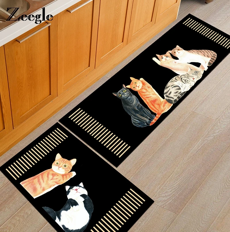 Zeegle ПЭТ коврики Кухня ковер Ванная комната Non-slip журнальный столик пол