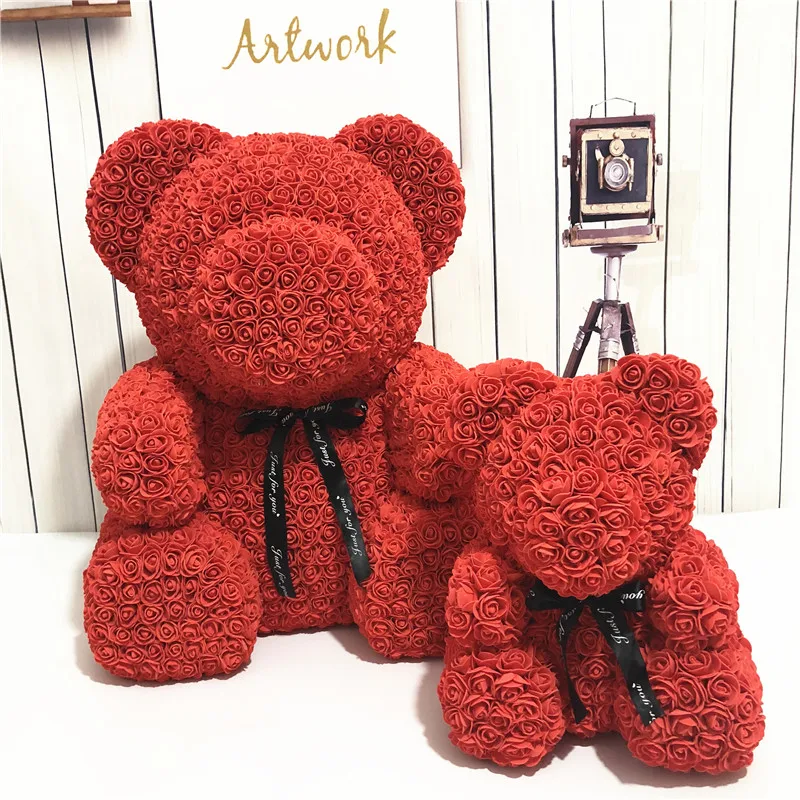 Креативный подарок на день Святого Валентина 19 цветов 38 см PE Rose Bear свадебное