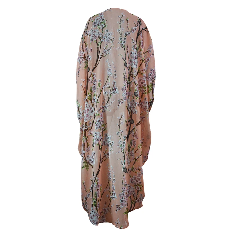 Размера плюс ropa mujer Boho abaya Дубай мусульманский корейский длинный рукав летучая мышь шифон Цветочный кимоно кардиган блузка женская одежда
