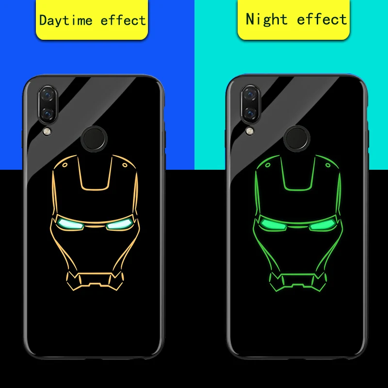 Iron Man Чехол в виде светящегося стекла для huawei Nova 3 3i 3E/P20 Lite Бэтмен Супермен, Мстители Черная пантера Железный человек чехол для huawei Nova 4 - Цвет: Iron Man