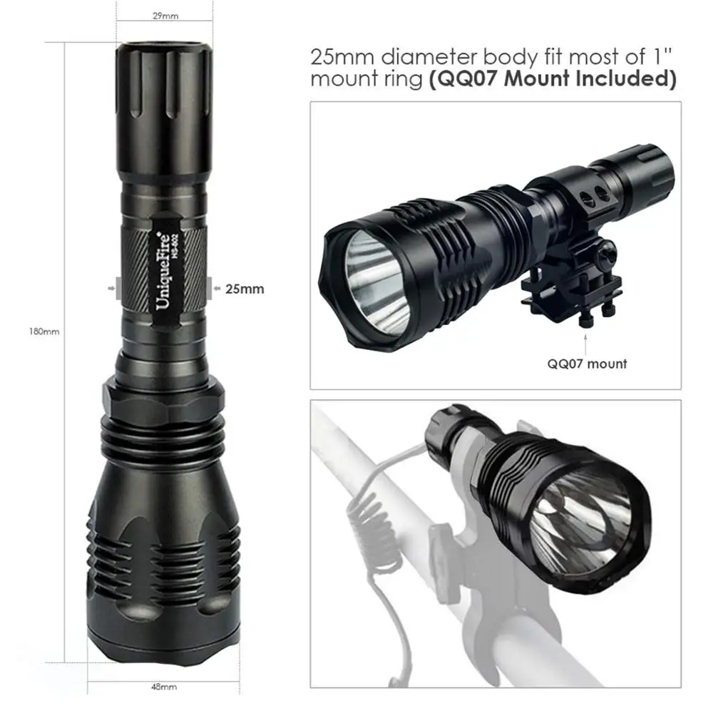 UniqueFire Coyote охотничий фонарик 1 Режим UF-HS802 XPE зеленый свет светодиодный переносной