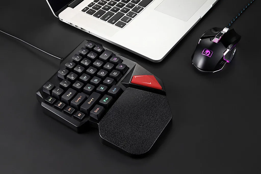 Wired 38 Keys LED Backlit Usb Ergonomic Single Hand Keypad Gaming Keyboard Design Mechanical Feel Teclado Gamer | Компьютеры и офис