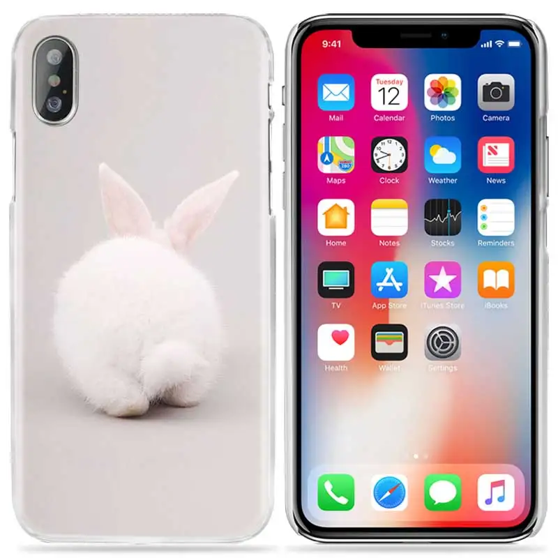03 Чехол с изображением животных для iPhone XS Max XR X 10 7 7S 8 6 6S Plus 5S SE 5 4S 4 5C прозрачный жесткий 11 чехол для телефона милый белый кролики - Цвет: 03