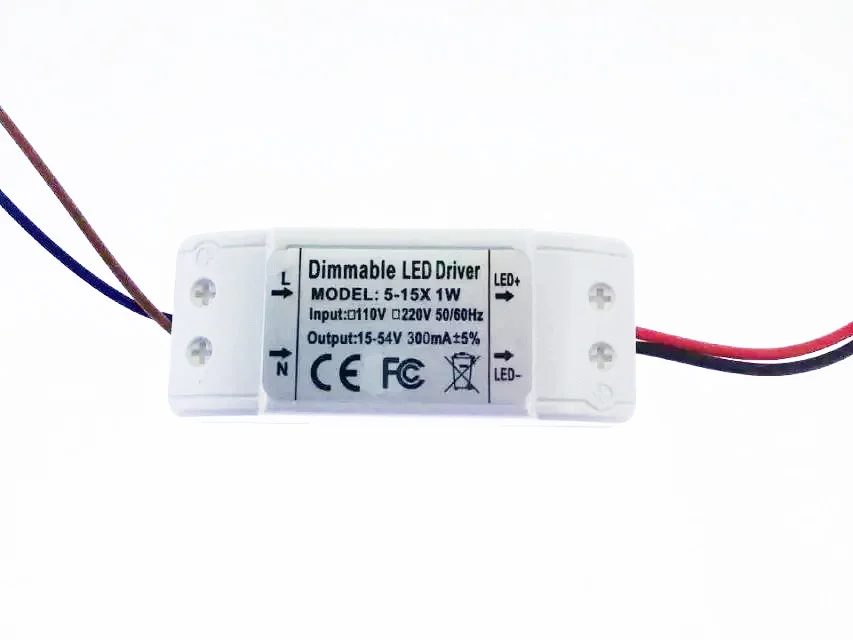 (5-15)x1W Dimmable LED Driver with 110V/220V 300mA 5w 10w 15W for dimmable panel light spotlight | Лампы и освещение