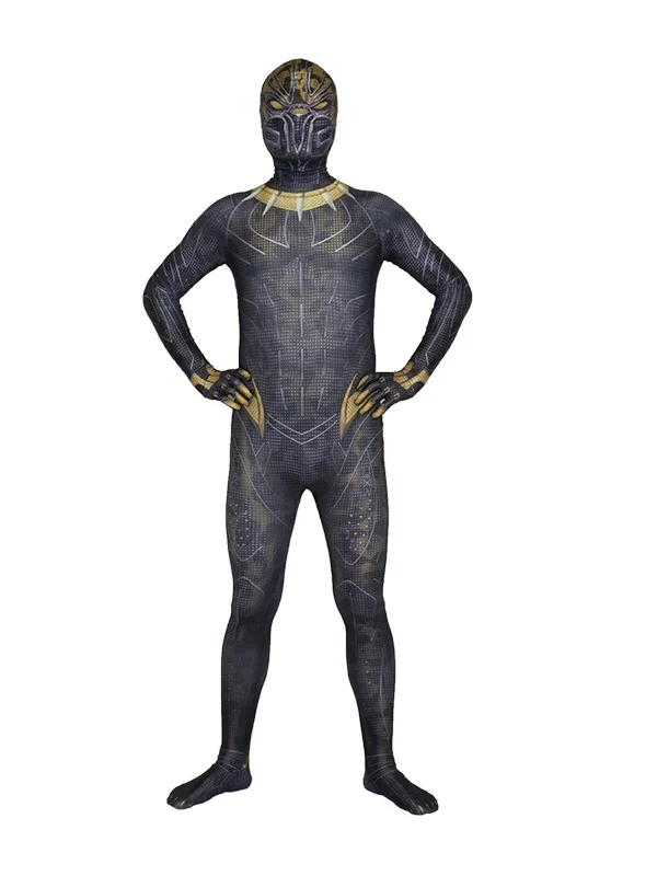 Черный Erik Killmonger супергерой косплей боди спандекс лайкра зентай костюм для