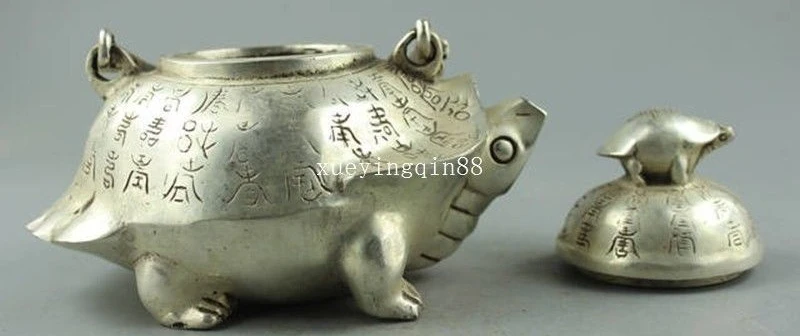 China Feng shui Silver tortoise animal Turtle teapot Wine Tea Pot Flagon Statue | Дом и сад