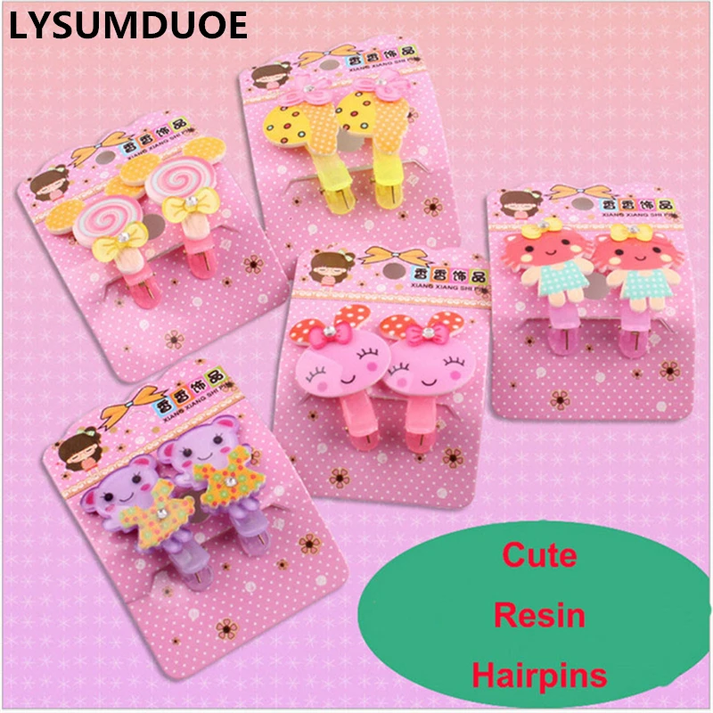 Fashion Kawaii Children Bow Rabbit Hairpin Candy Color Hairgrip Girl Hair Clips Headband Barrette Resin Hairpins 6Pcs Gift|girls hair clips|fashion