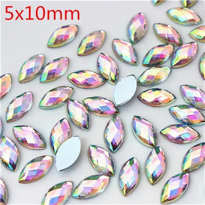 5x10mm Micui, 100 шт., форма конского глаза, прозрачный кристалл, AB, акриловые стразы, плоская задняя сторона, дизайн ногтей, не горячая фиксация, для рукоделия, украшения MC720 - Цвет: 5x10mm