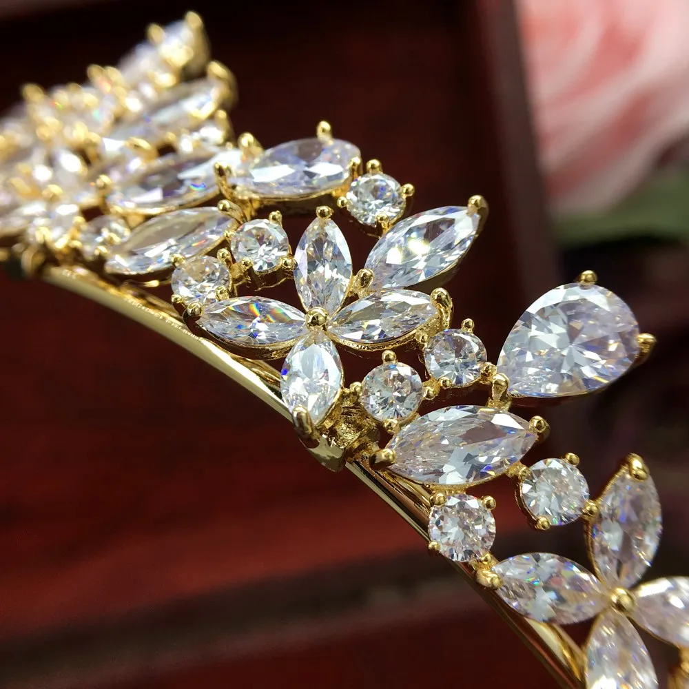 Золотая полностью кубическая циркониевая Корона из циркония CZ Diadema Coroa De Novia Свадебные аксессуары для волос ювелирные изделия Bijoux chevex WIGO1028
