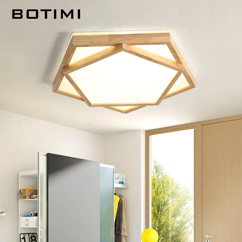 BOTIMI 220V светодиодный потолочный светильник деревянный прямоугольный потолочный светильник для гостиной круглый потолочный светильник современные деревянные светильники