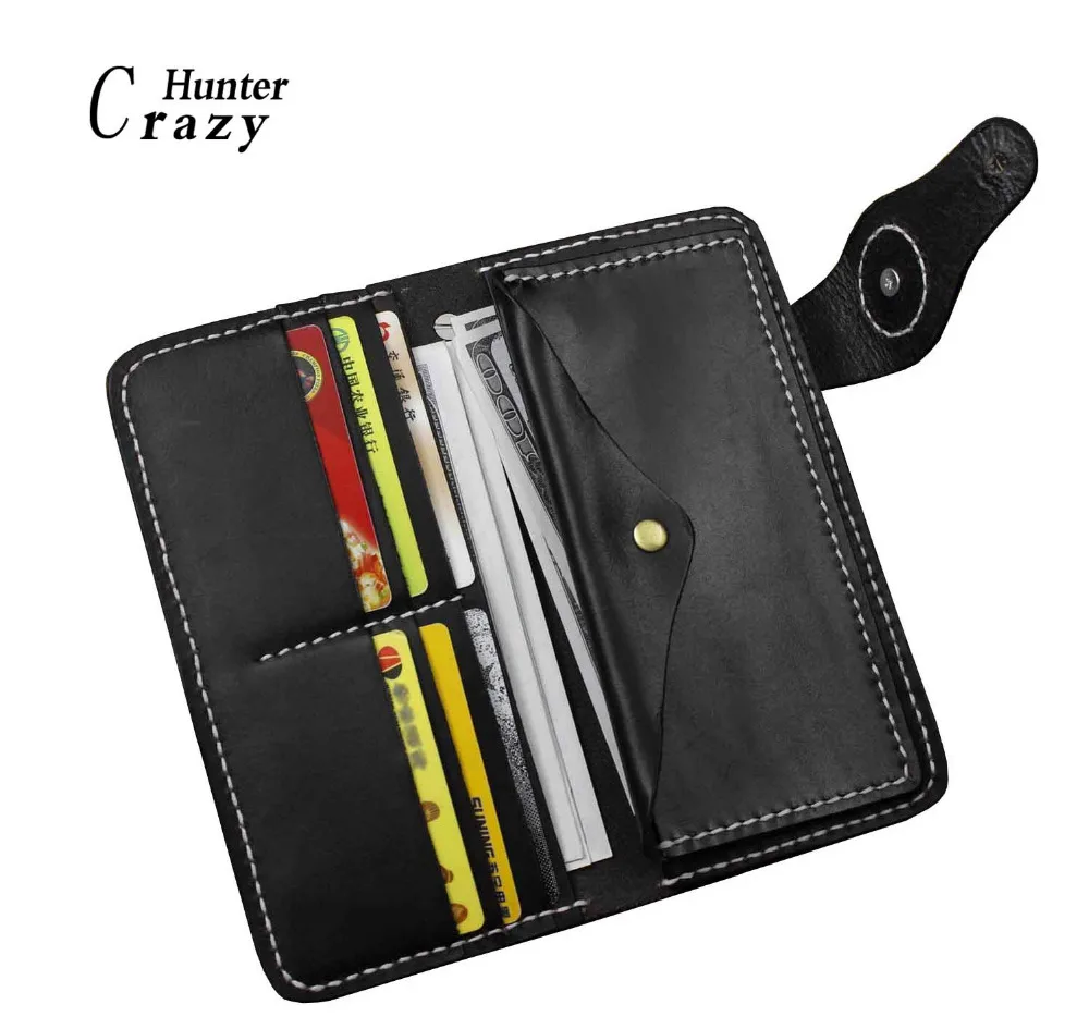 Мужской кошелек ручной работы из толстой яловой кожи в складку для байкеров с