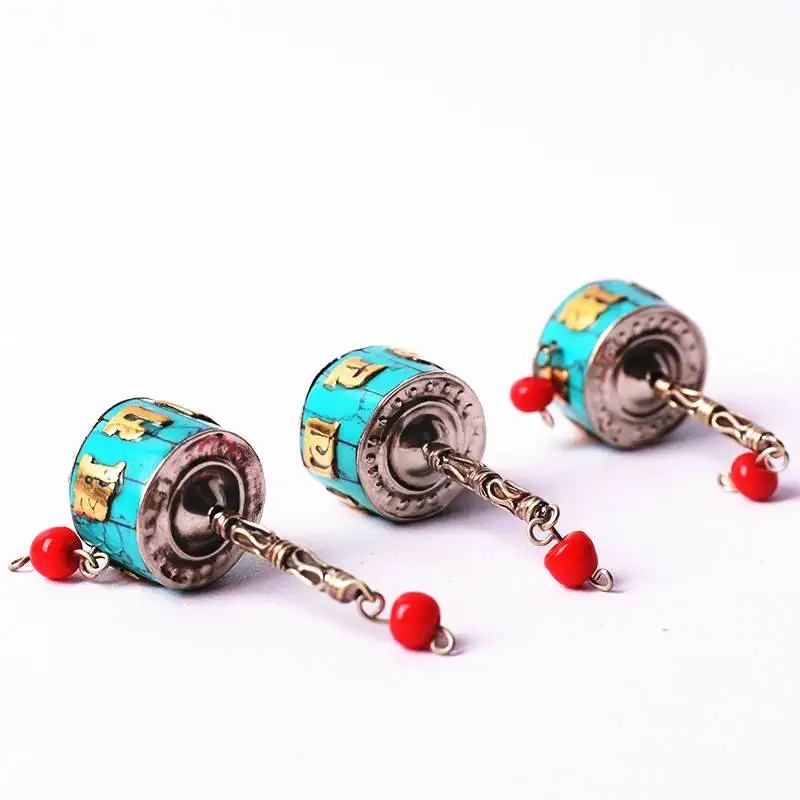 Подвески амулет TBP680 Тибетские мантры инкрустированные бирюзой|charm pendant|wheel charmlove