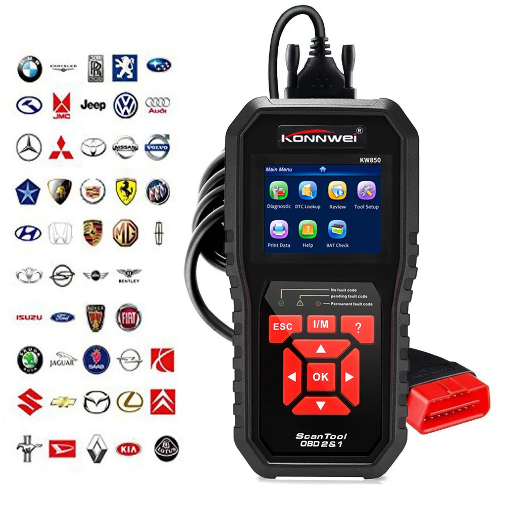 Professional OBD2 Scanner Vehicle Code Reader KW850 Check Engine Diagnostic Scan Tool for All OBDII &CAN Protocol Car Since 1996