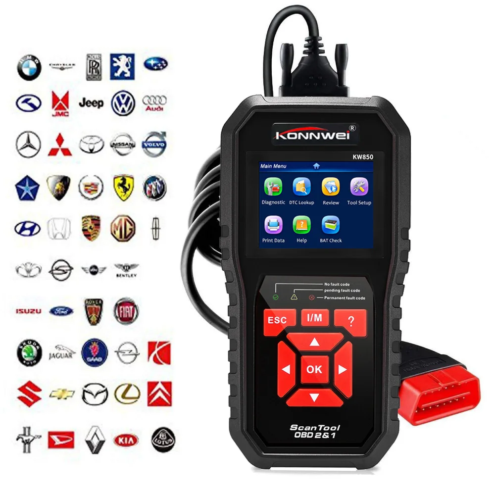 Профессиональный сканер OBD2, считыватель кодов KW850, диагностический инструмент для диагностики двигателя автомобиля для всех автомобилей с протоколом OBDII и CAN с 1996 года