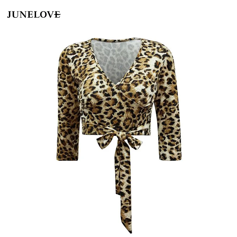 Женская блузка с животным принтом JuneLove леопардовая Сексуальная Повседневная