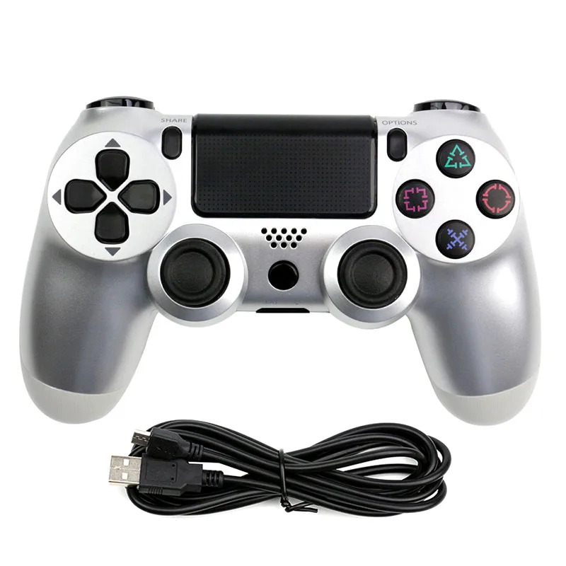 Silver Проводной игровой контроллер для PS4 DualShock Вибрационный джойстик геймпады, совместимые с playstation 4 - Цвет: Silver