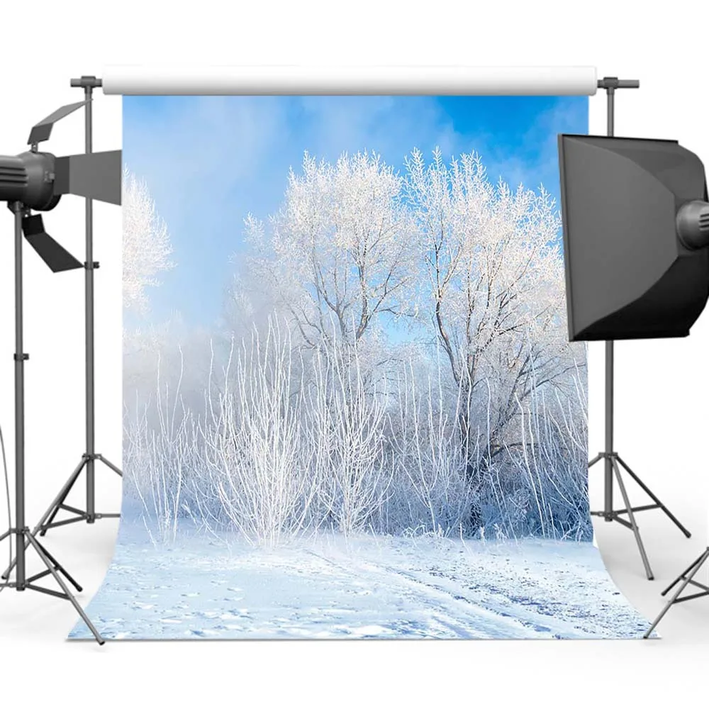 

Фотофон белый снег Зимний лес фон для фотостудии