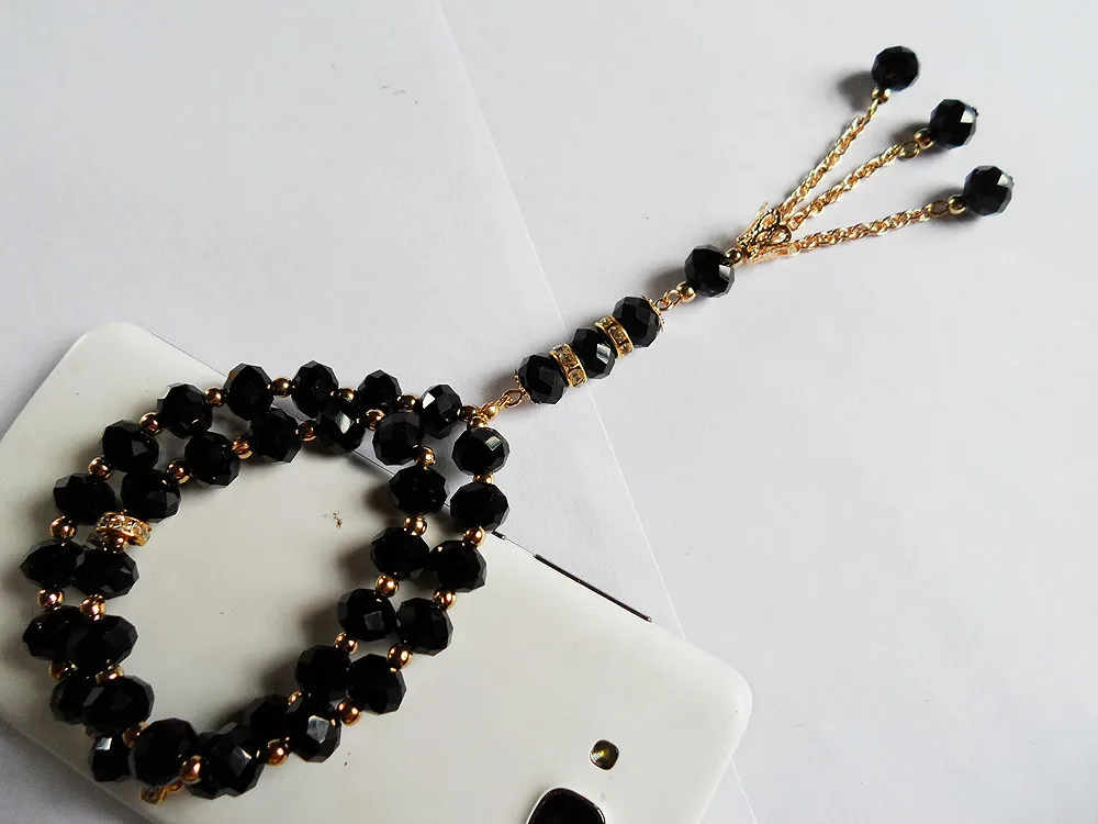Винтаж мусульманские религиозная молитва бусины 2R Веревка Цепи стрейч tasbih браслет ювелирные изделия, Черный Кристалл Ислам для