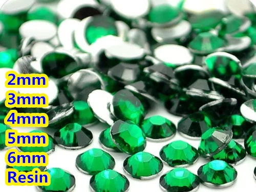 

Emerald Color Facets Flat Back Resin Rhinestone 2mm,3mm,4mm,5mm,6mm Nail Art Gems Decoration