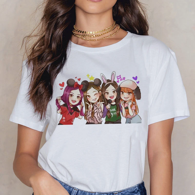 Blackpink Kill This Love футболка Женская Harajuku LISA ROSE JISOO JENNIE 90s футболка Ullzang мультяшная Футболка модная женская футболка - Цвет: 3549