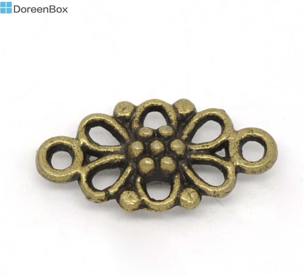 Doreen Box Lovely 100 бронзовый тон цветок Разъемы Фурнитура 16x8 мм (B14463)|connectors findings|flower