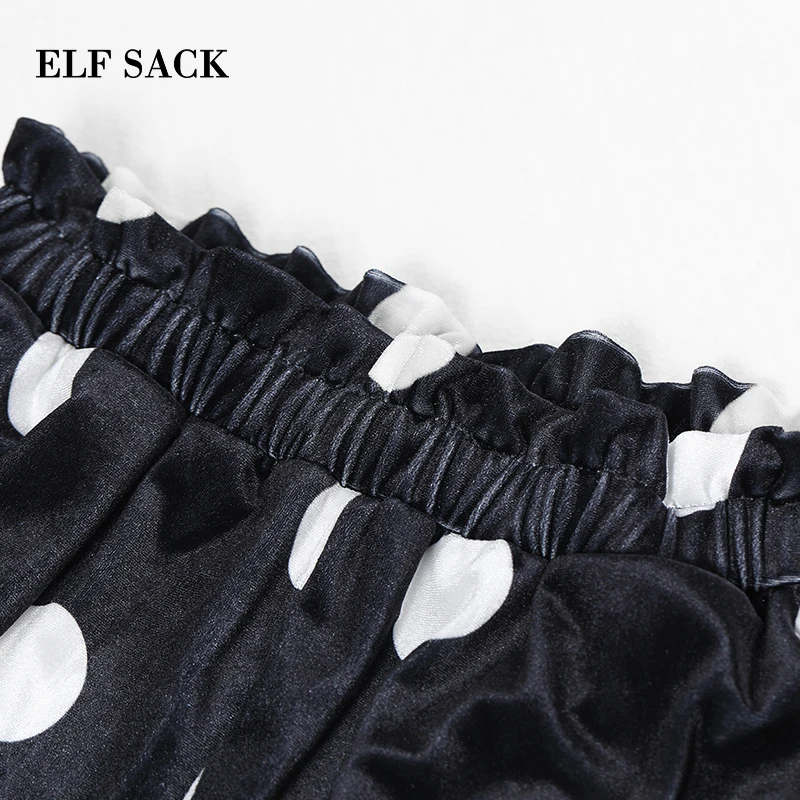 Женские прямые брюки ELFSACK повседневные длинные средней длины в горошек с