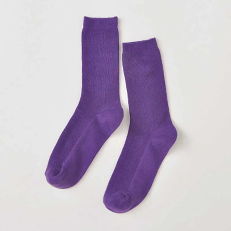 Dark purple Модные Хлопковые женские Зимние Носки happy calcetines милые носки радужной расцветки для девочек новые крутые носки в стиле Харадзюку skarpetki damskie - Цвет: Dark purple